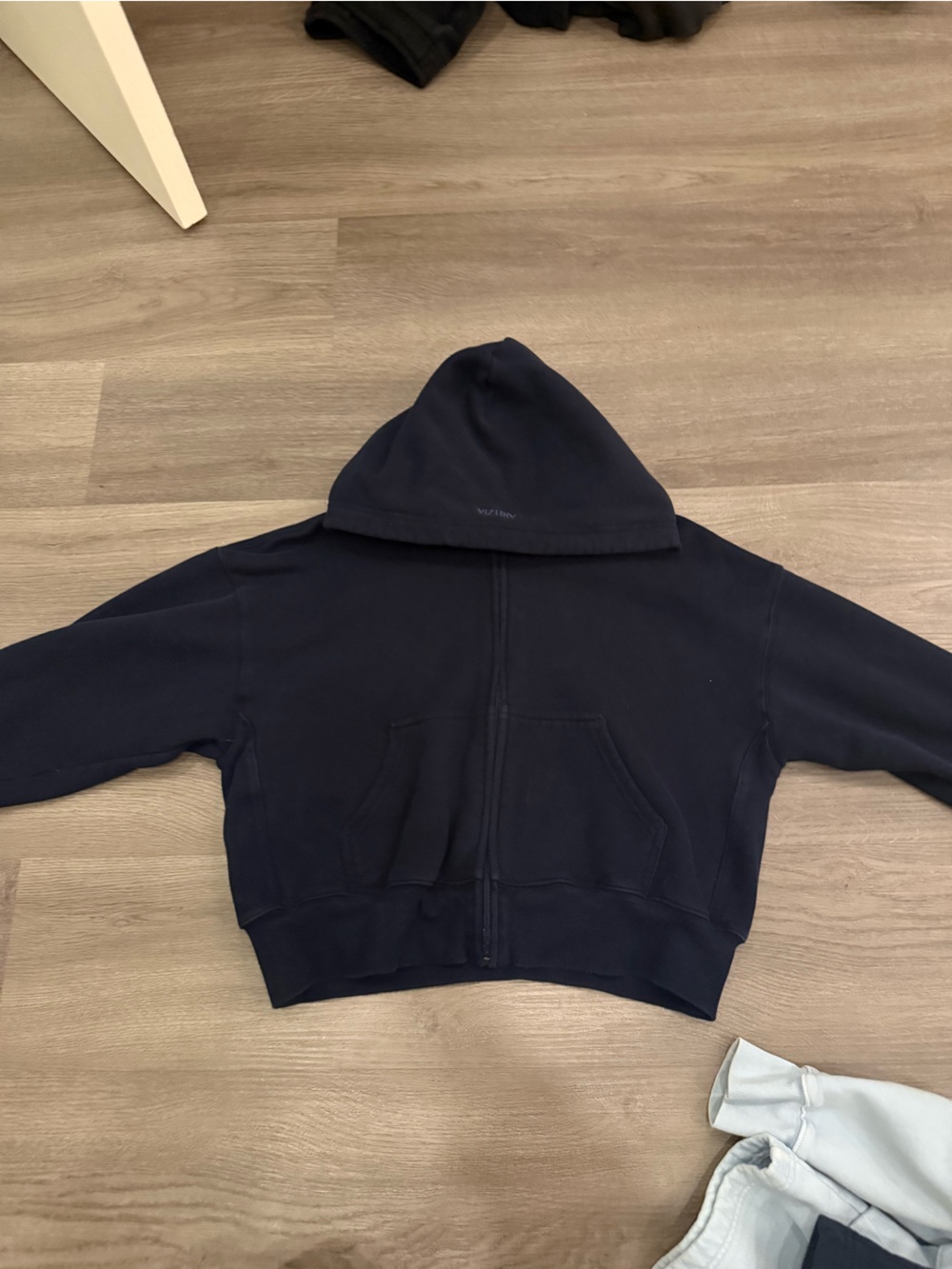 Aritzia Navy Blue Cropped Zip Hoodie